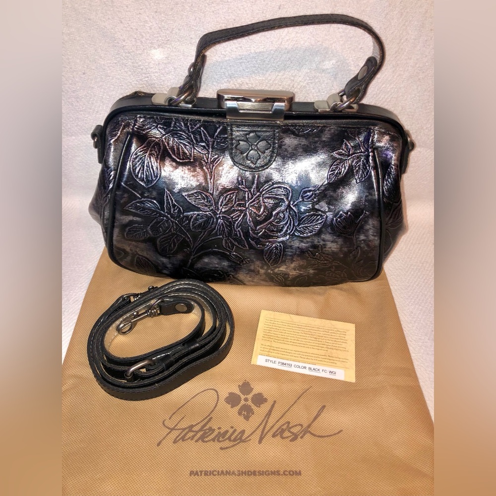 Patricia Nash Burnished Pewter Tooled Leather Gracchi Satchel-RARE FIND!!! NWOT